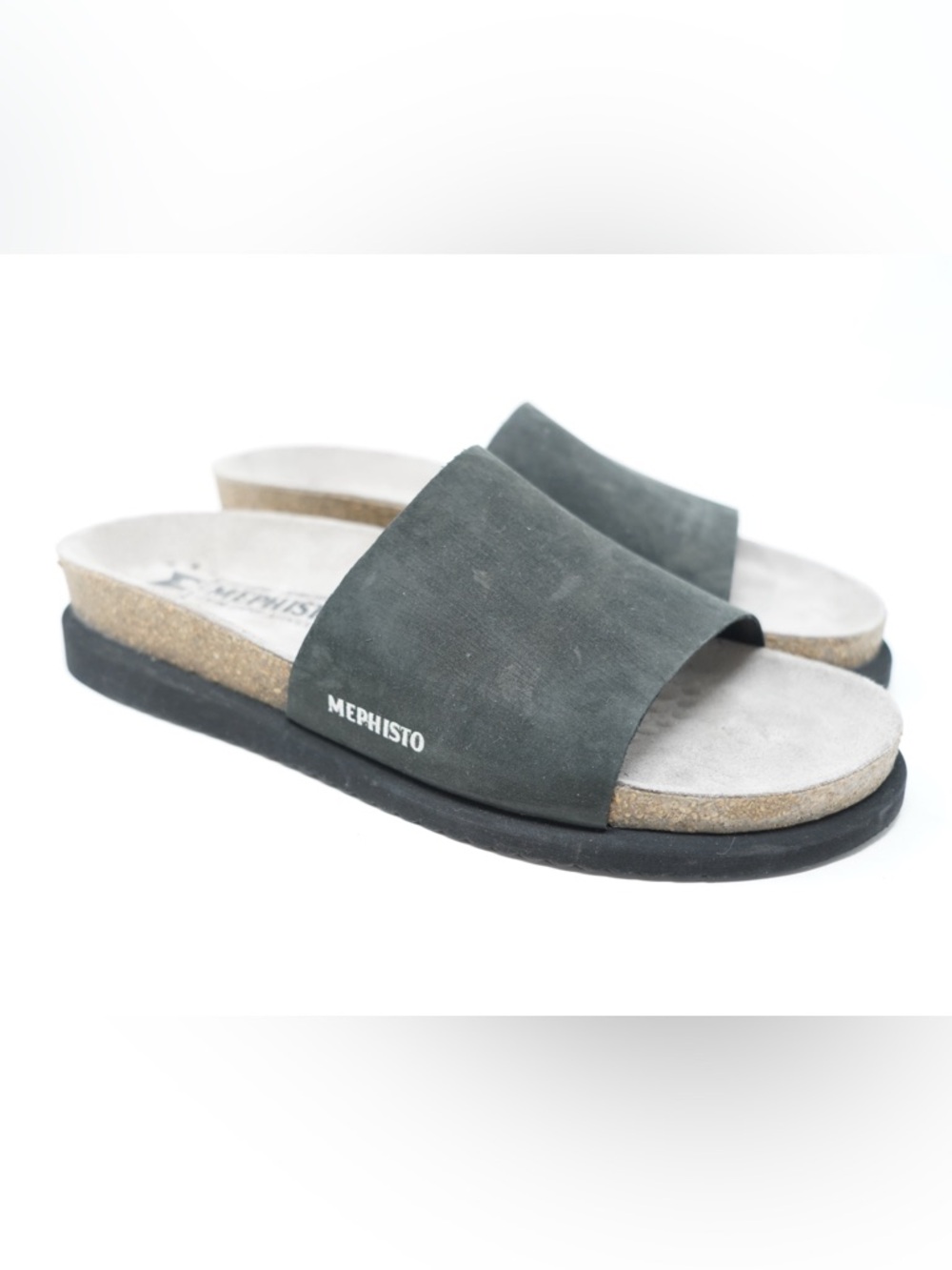 Mephisto Women's Hanik Black Sandalbuck 600 Lightweight Flat Slip-On Sandals 38